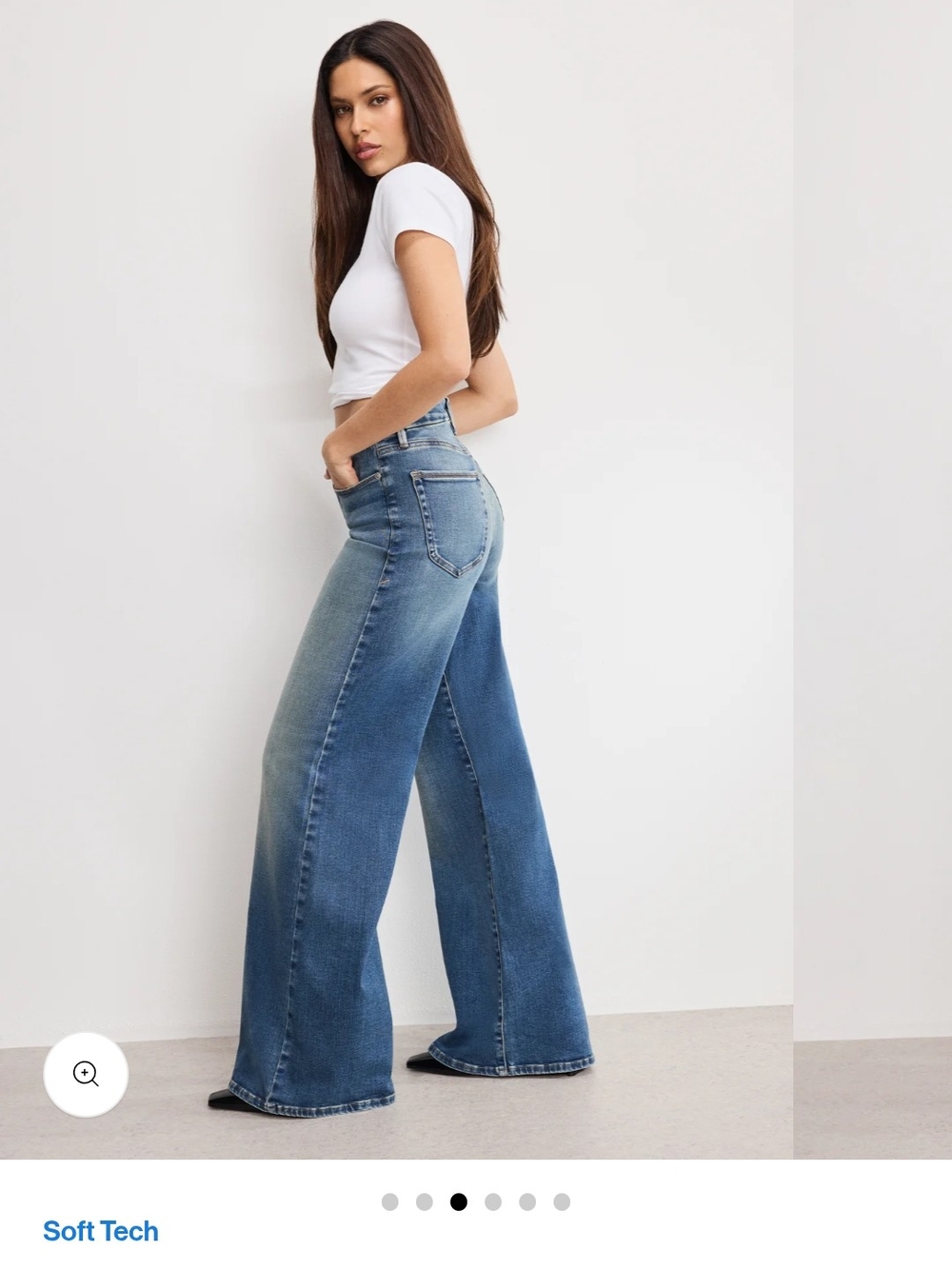 Good American Washed Blue Wide-Leg High-Rise Jeans - Picture 5 of 5